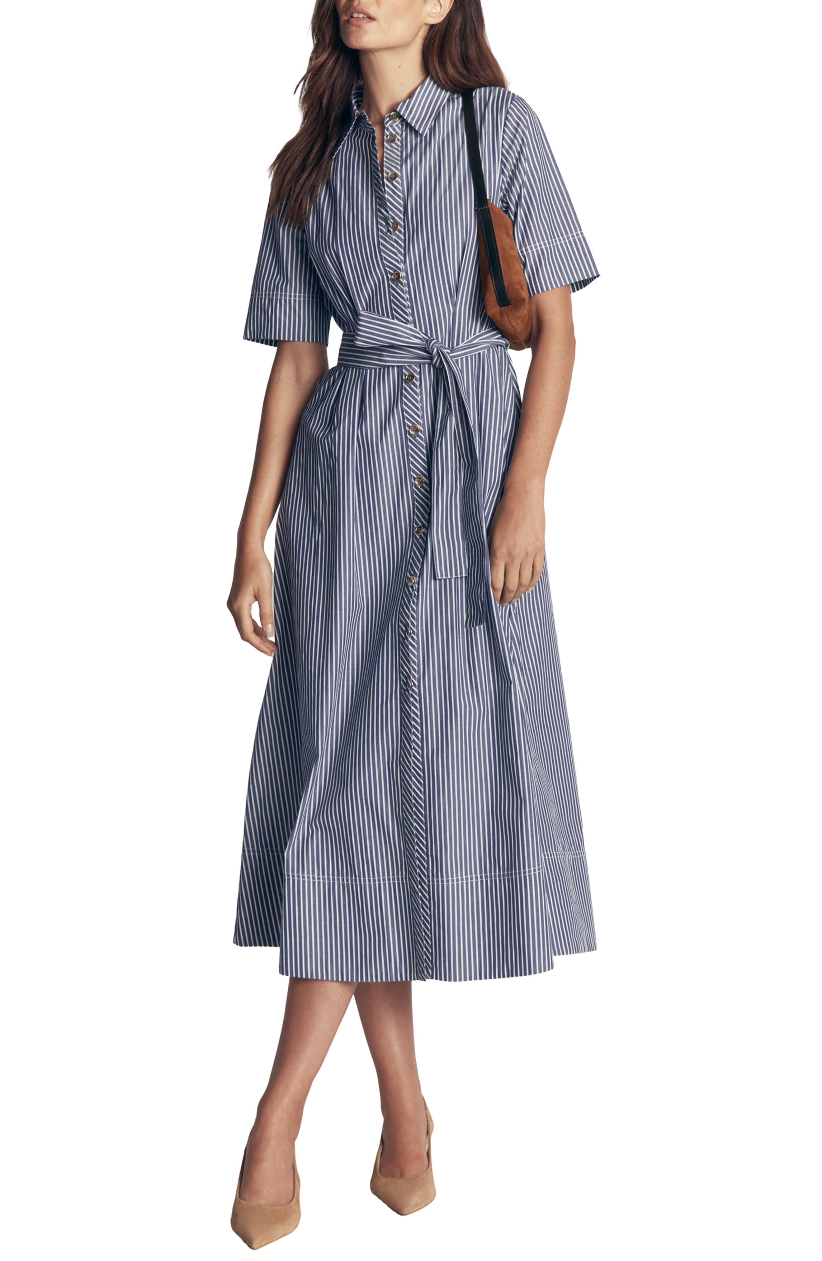 selected NAVY IVORY FINE STRIPE