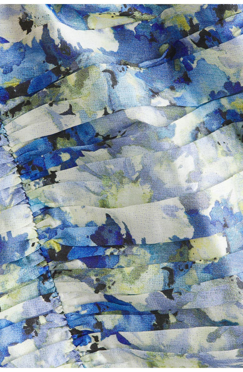 H&M Gathered Frill-trimmed Dress, Alternate, color, Blue/Floral