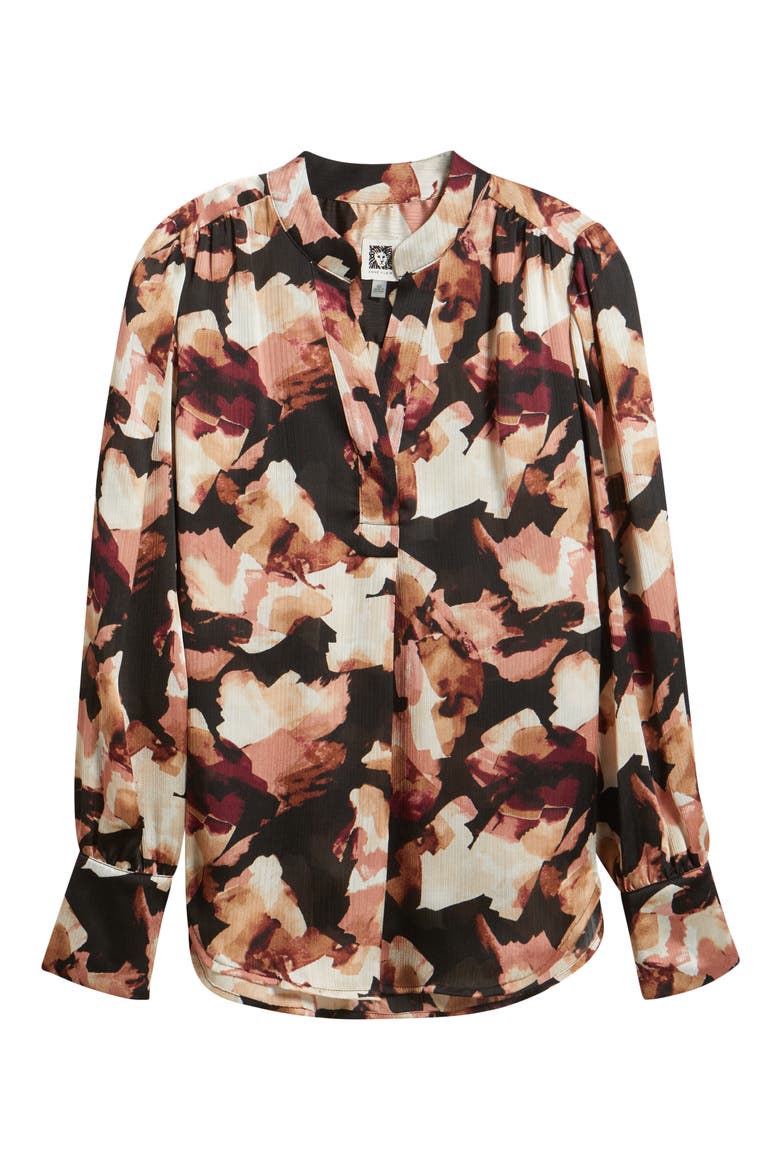 Printed Textured Crepe Long Sleeve Top, Alternate, color, ANNE BLACK MULTI