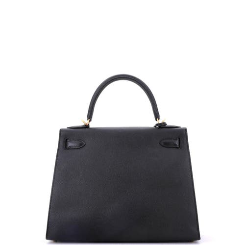 Pre-owned Hermes  Hermes Kelly Handbag Black Epsom With Gold Hardware 28 In Black