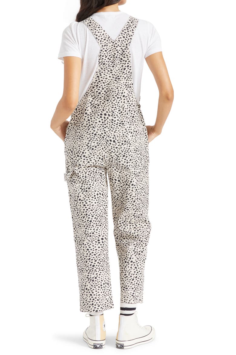 Christina Houndstooth Crop Flare Leg Overalls, Alternate, color, BEIGE CHEETAH