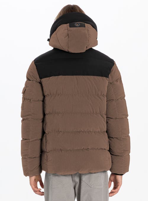 Point Zero Corduroy Puffer Jacket In Hazel