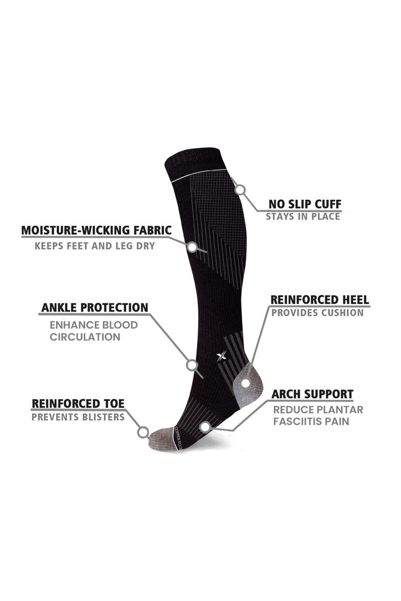3-Pack Targeted Support Compression Socks, Alternate, color, BLACK