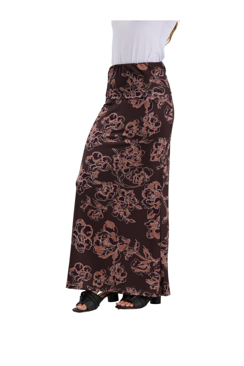 Essential Womens Elastic Waistband Maxi Skirt, Alternate, color, Brown Multi