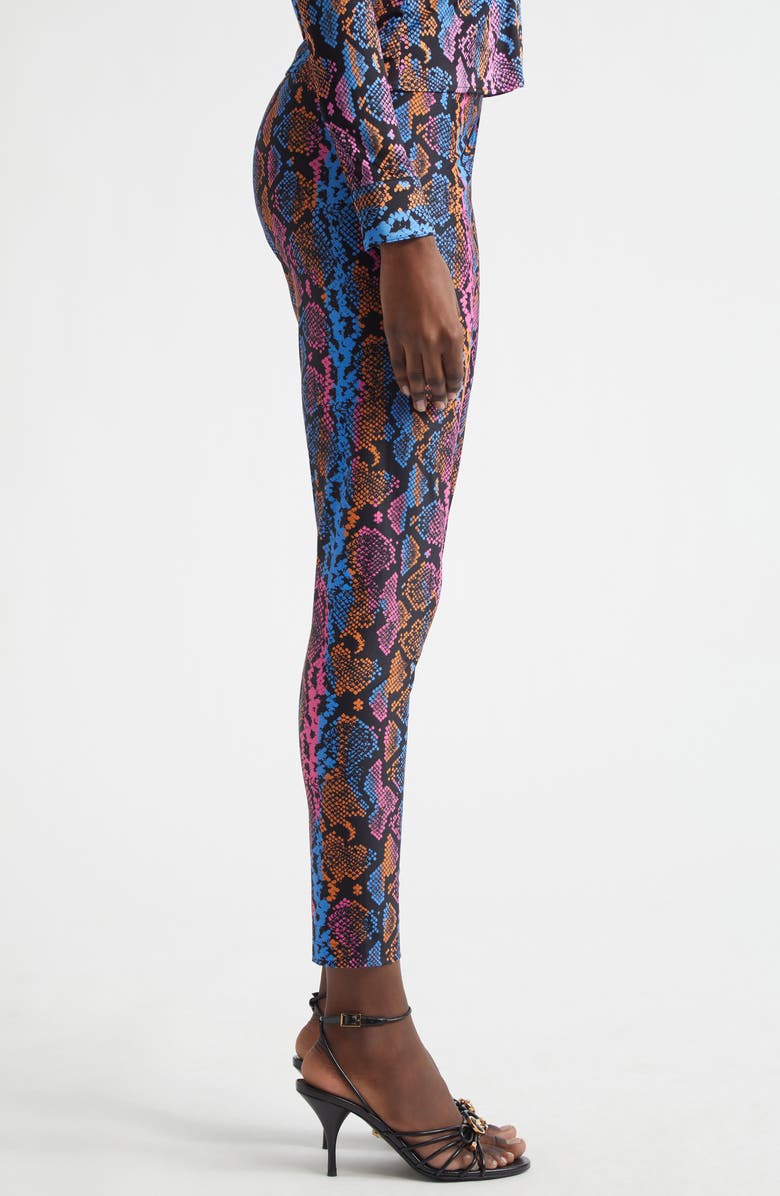 Versace Python Print Leggings, Alternate, color, Sky Pink Sapphire Autumn Spice