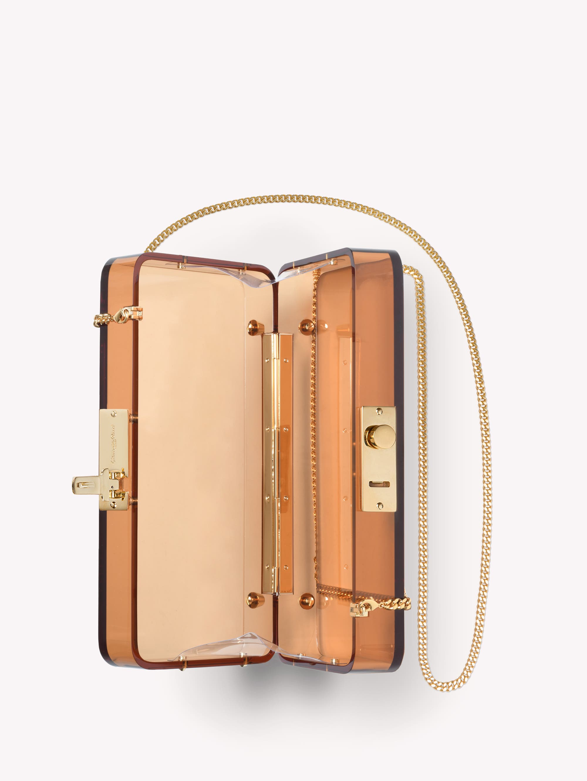 Gianvito Rossi Valì Plexi Clutch, Alternate, color, Metallic Gold Plexi