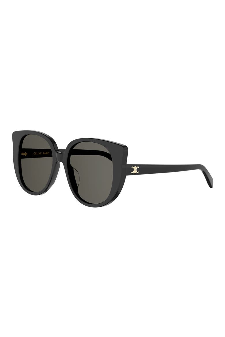 Triomphe Mini 55mm Butterfly Sunglasses, Alternate, color, SHINY BLACK / SMOKE