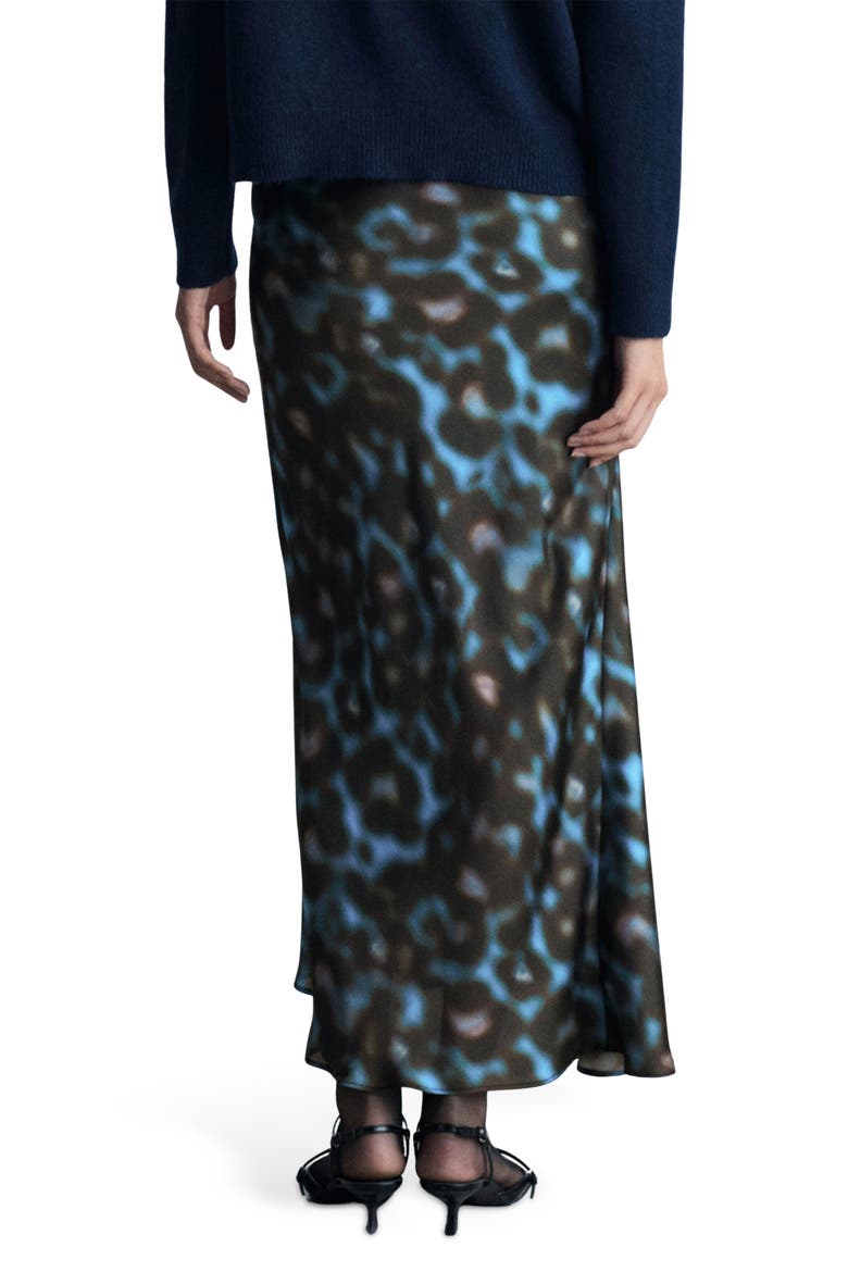 Print Satin Maxi Skirt, Alternate, color, BLUE