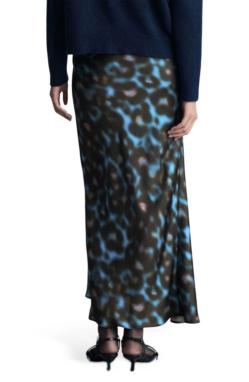 Mango Print Satin Maxi Skirt In Blue