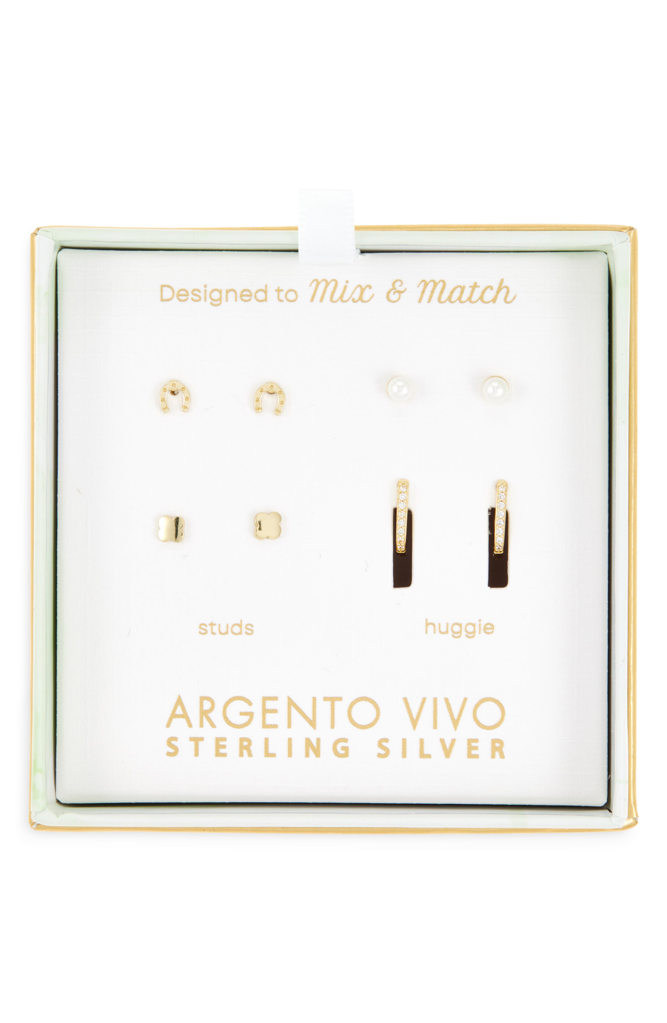 ARGENTO VIVO Pack of Four Luck Assorted Stud & Hoop Earrings