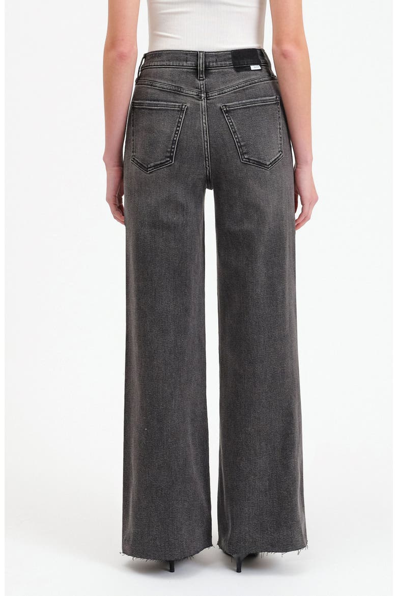 Far Out Raw Hem High Waist Wide Leg Jeans, Alternate, color, MILKY WAY