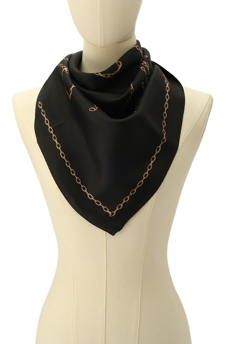 Allchains Silk Square Scarf, Alternate, color, BLACK