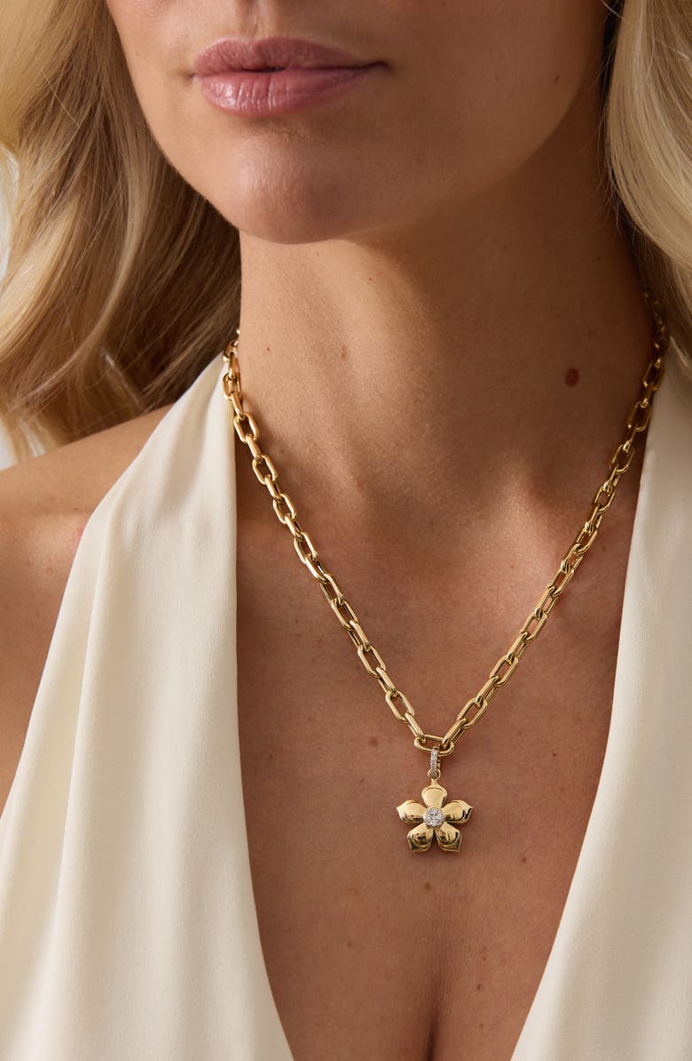 Sara Weinstock Lierre Flower Pendant, Alternate, color, Yellow Gold