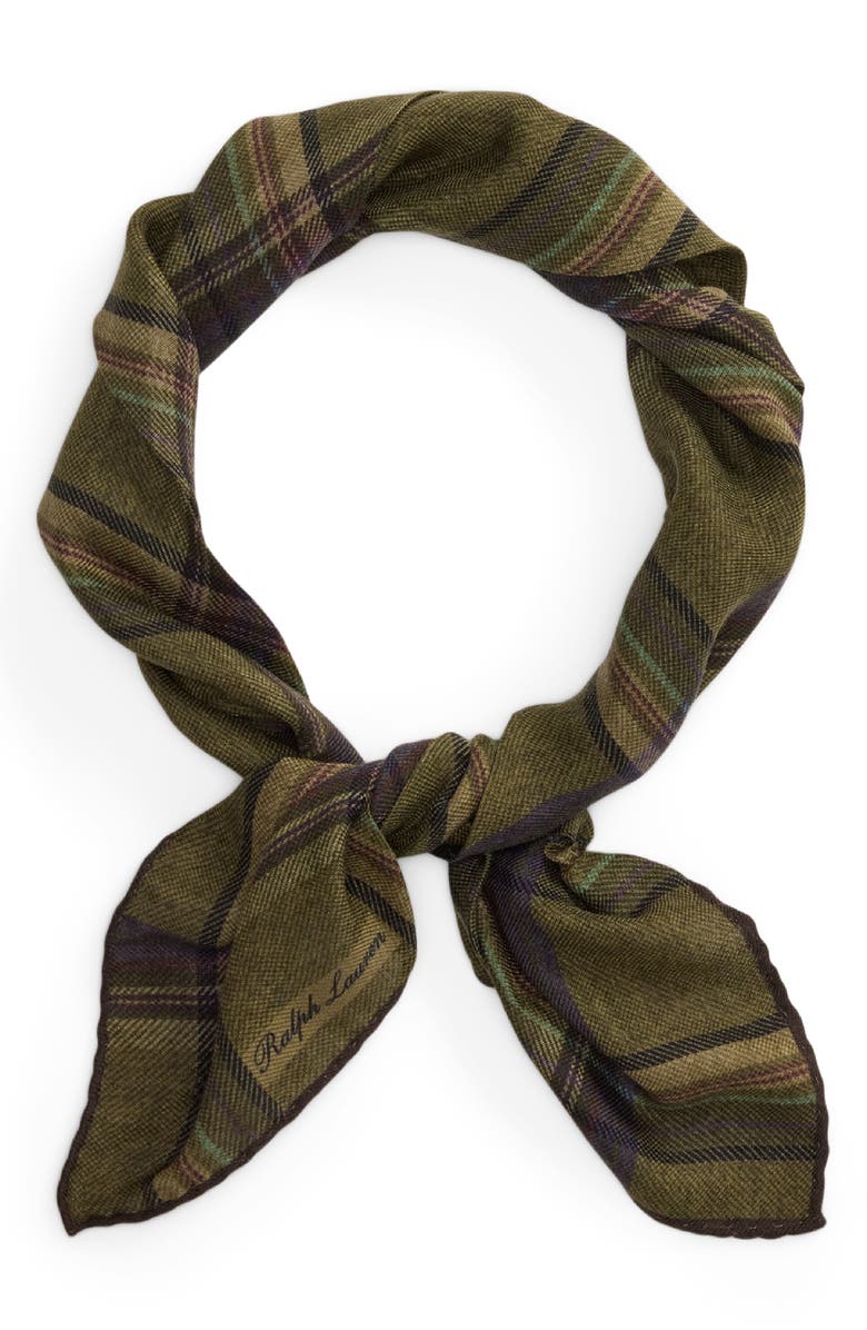 Ralph Lauren Purple Label Plaid Cashmere & Silk Neckerchief, Main, color, 