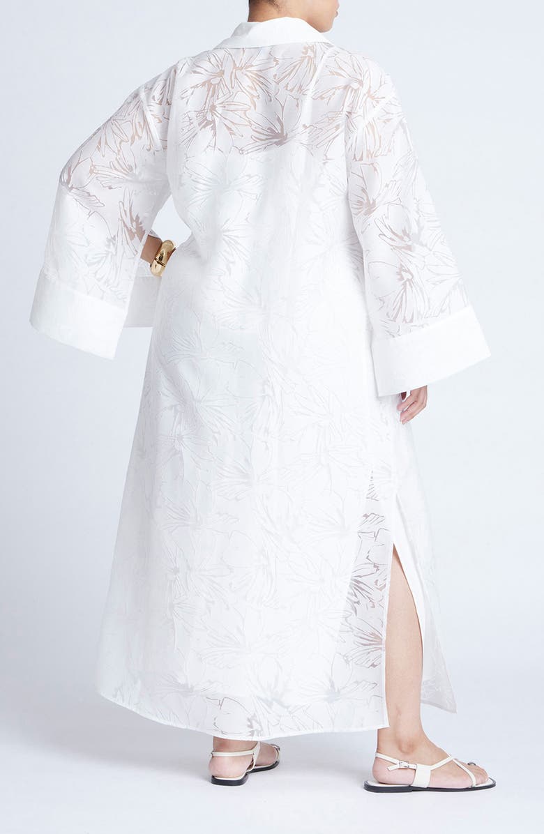 ELOQUII Floral Burnout Long Sleeve Shirtdress, Alternate, color, 