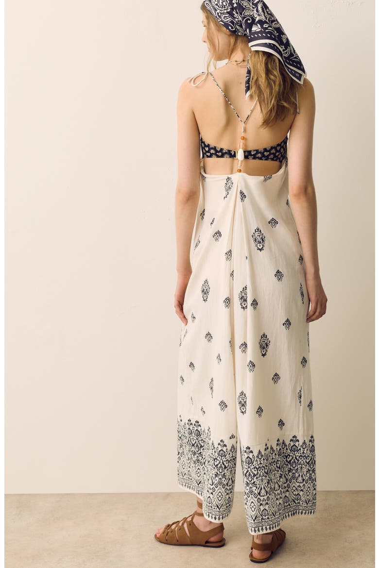 Print Cotton Jumpsuit, Alternate, color, ECRU IVORY
