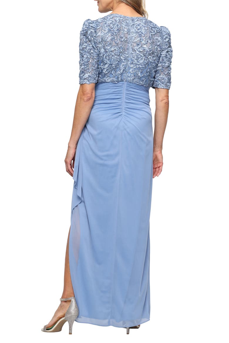 Embellished Short Sleeve Empire Waist Gown, Alternate, color, SKY BLUE