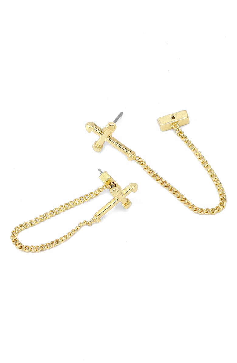 AllSaints Cross Front/Back Earrings, Alternate, color,