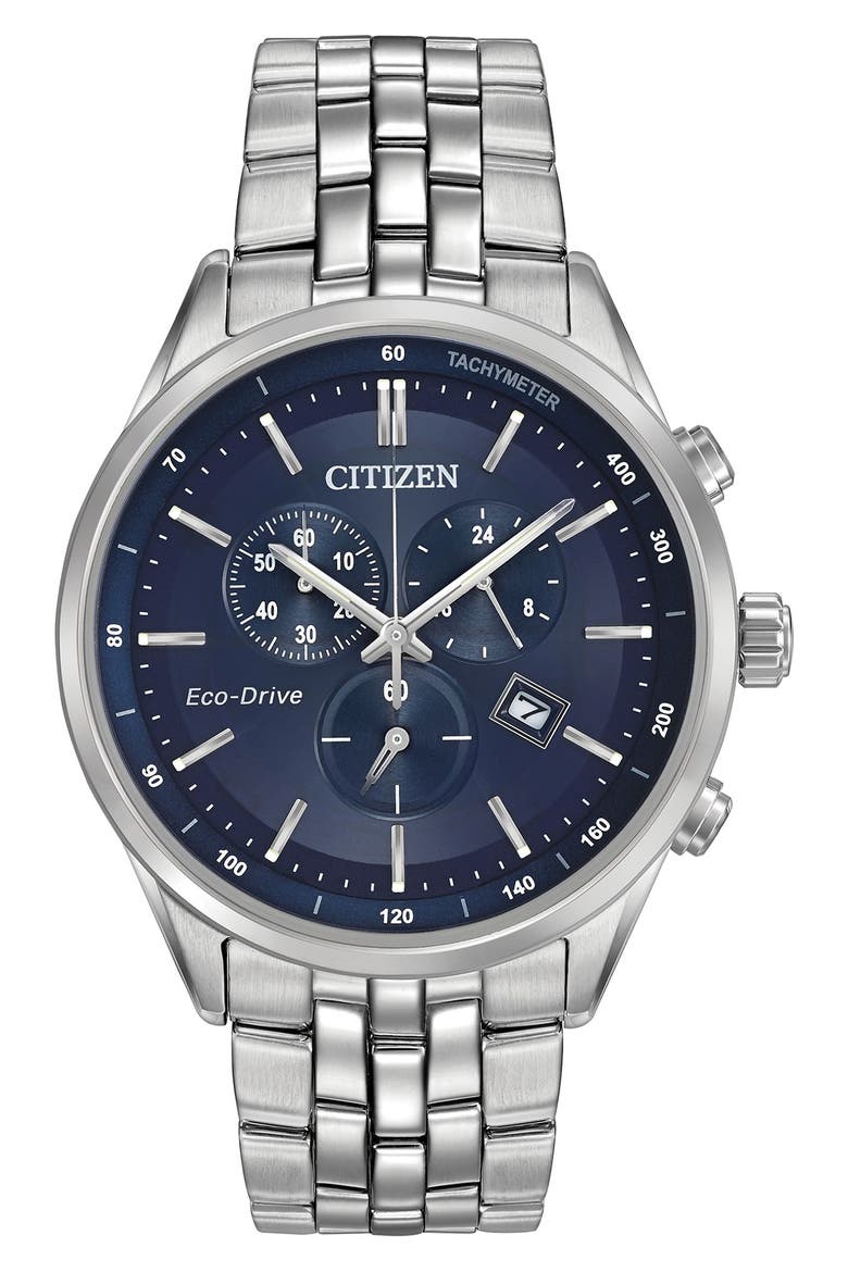 Chronograph Stainless Steel Bracelet Watch, 42mm, Main, color, SILVER-TONE