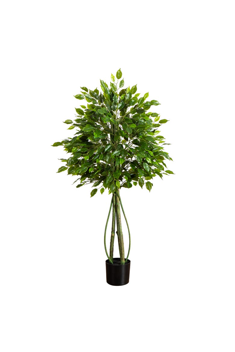4.5-ft UV Resistant Artificial Ficus Tree, Main, color, Green