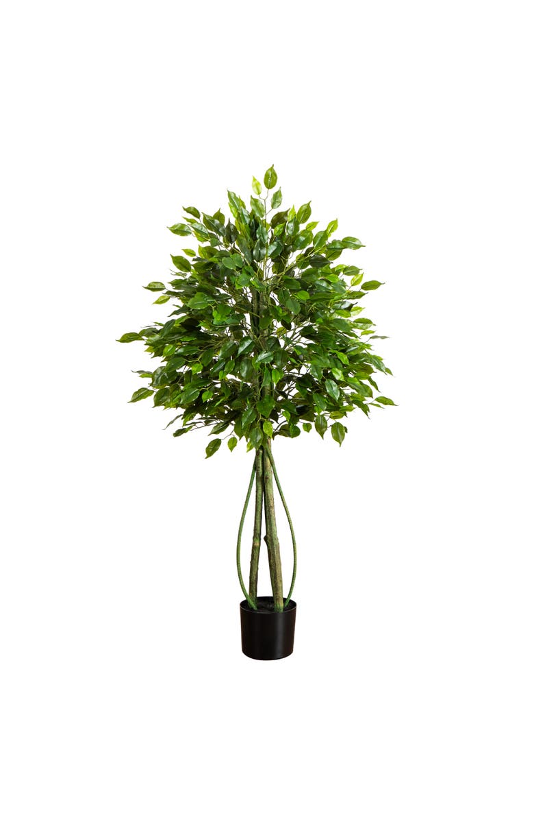NEARLY NATURAL 4.5-ft UV Resistant Artificial Ficus Tree, Main, color, Green