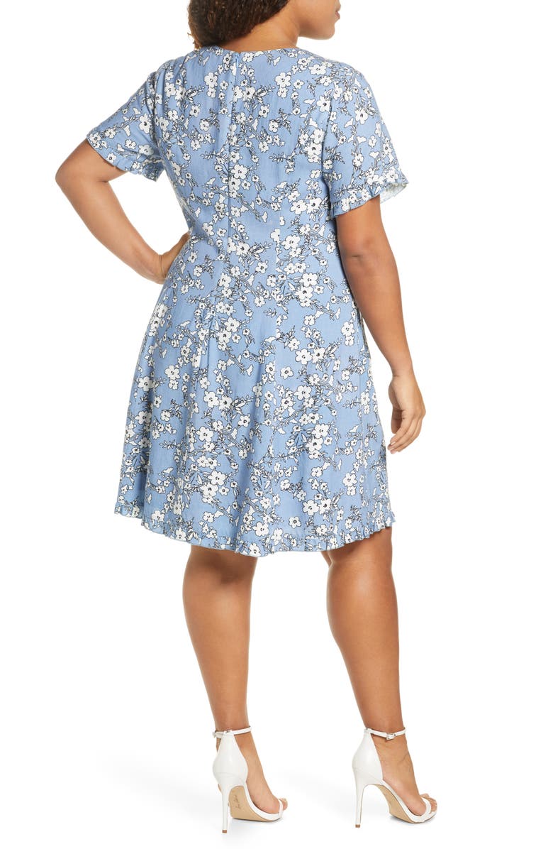Marée Pour Toi Floral Print Fit & Flare Dress, Alternate, color, 