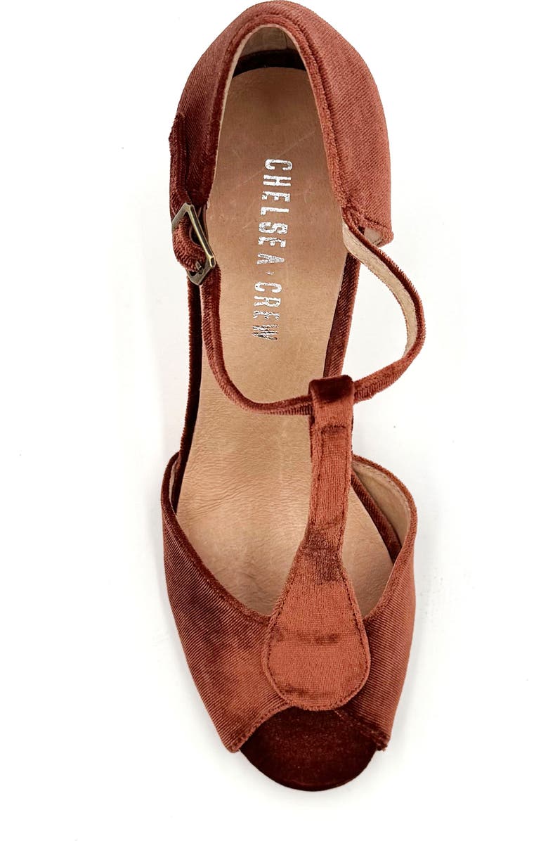 CHELSEA CREW Blondie T-Strap Sandal, Alternate, color, Rust Velvet