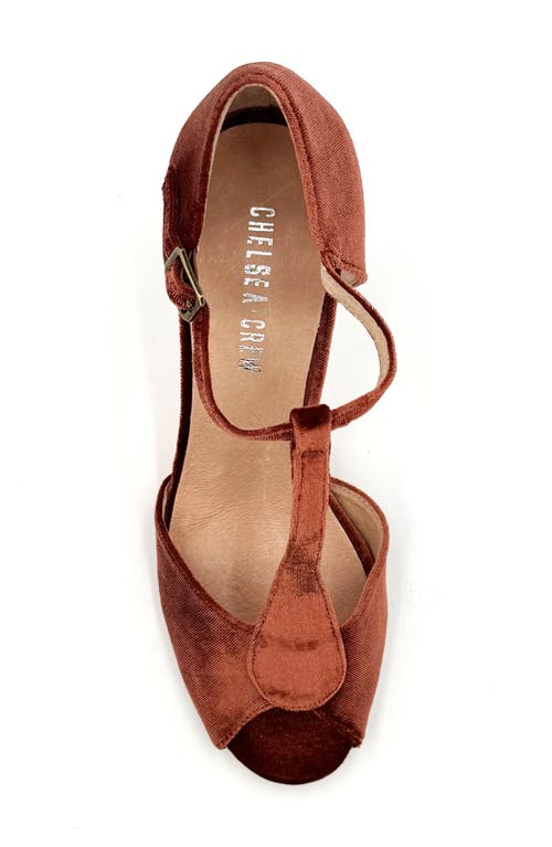 Chelsea Crew Blondie T-strap Sandal In Rust Velvet