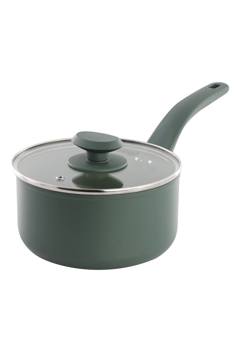 2.5 Quart Ceramic Nonstick Saucepan with Lid, Main, color, Green