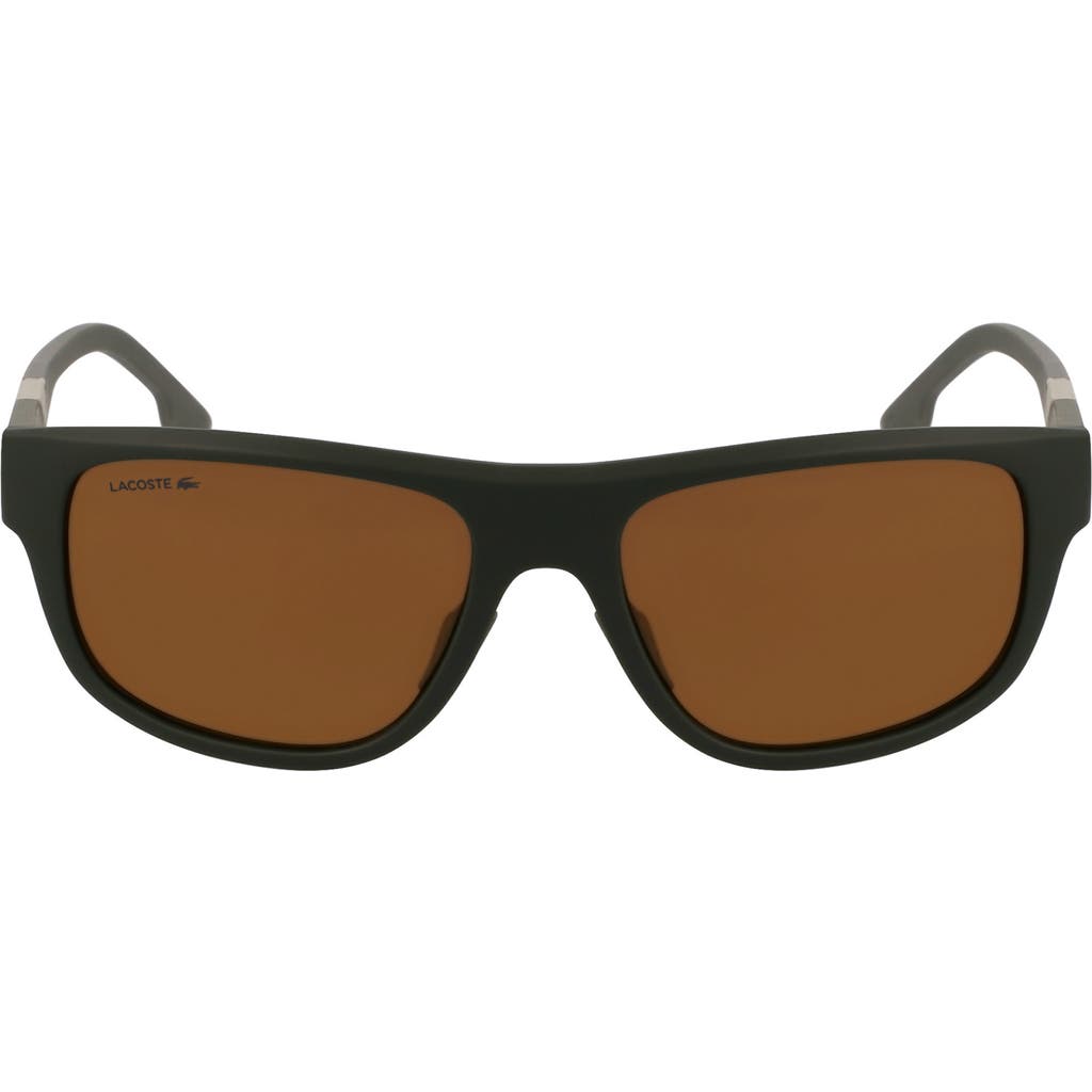 Lacoste L6042s 55mm Rectangular Sunglasses In Black