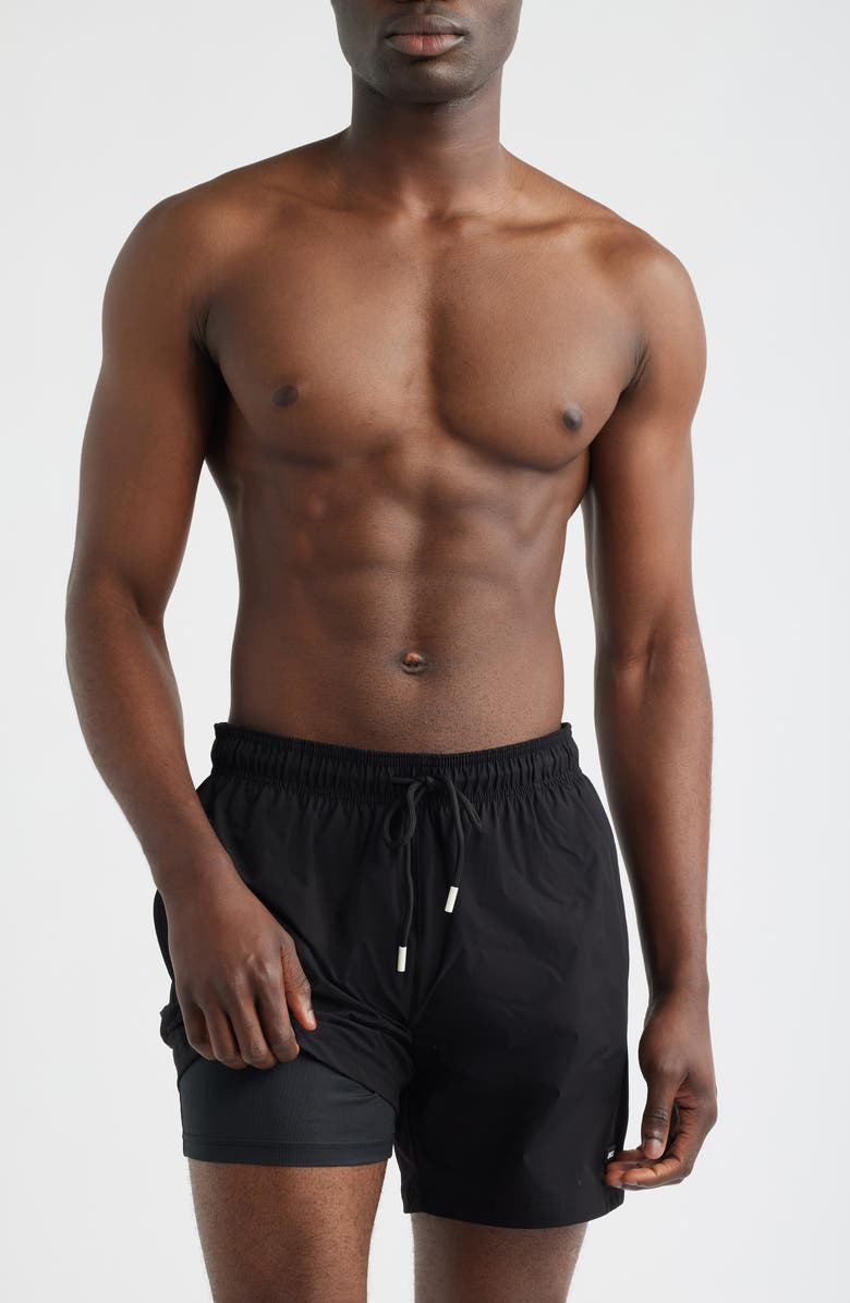 BOSS Shark Swim Trunks, Alternate, color, Black