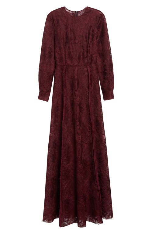 Erdem Long-sleeve Lace Gown In Brown