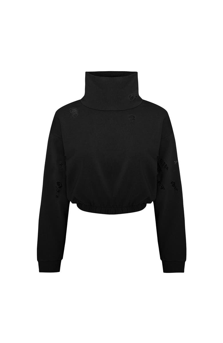 PCFG Cotton Destroyed High Neck Sweat, Main, color, Black