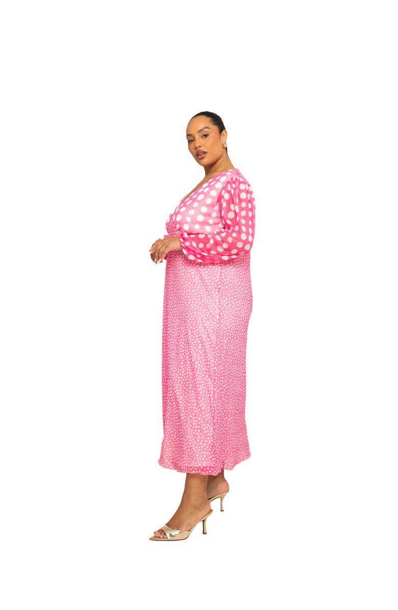 FASHION-SZN CURVE Long Sleeved Polka Dot Midi Dress, Alternate, color,