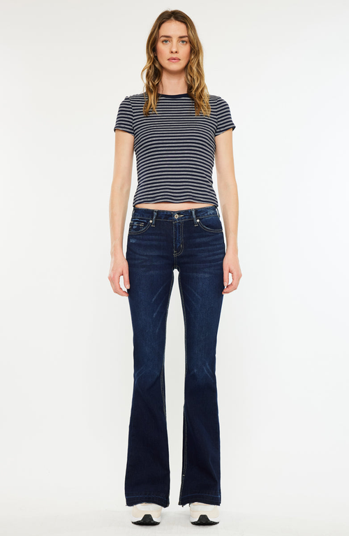 Kancan Heidi Mid Rise Flare Jeans In Blue