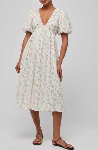 Lillian Floral Puff Sleeve Empire Waist Midi Dress