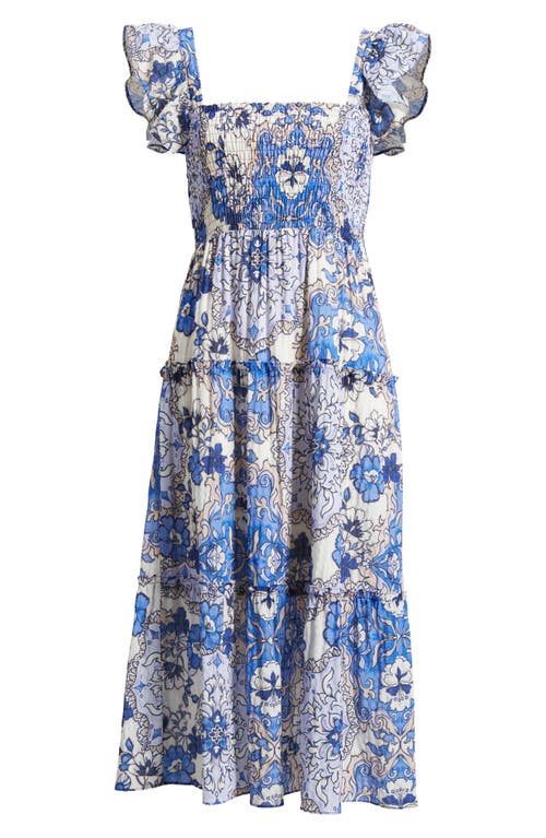 Vince Camuto Print Smocked Tiered Maxi Dress