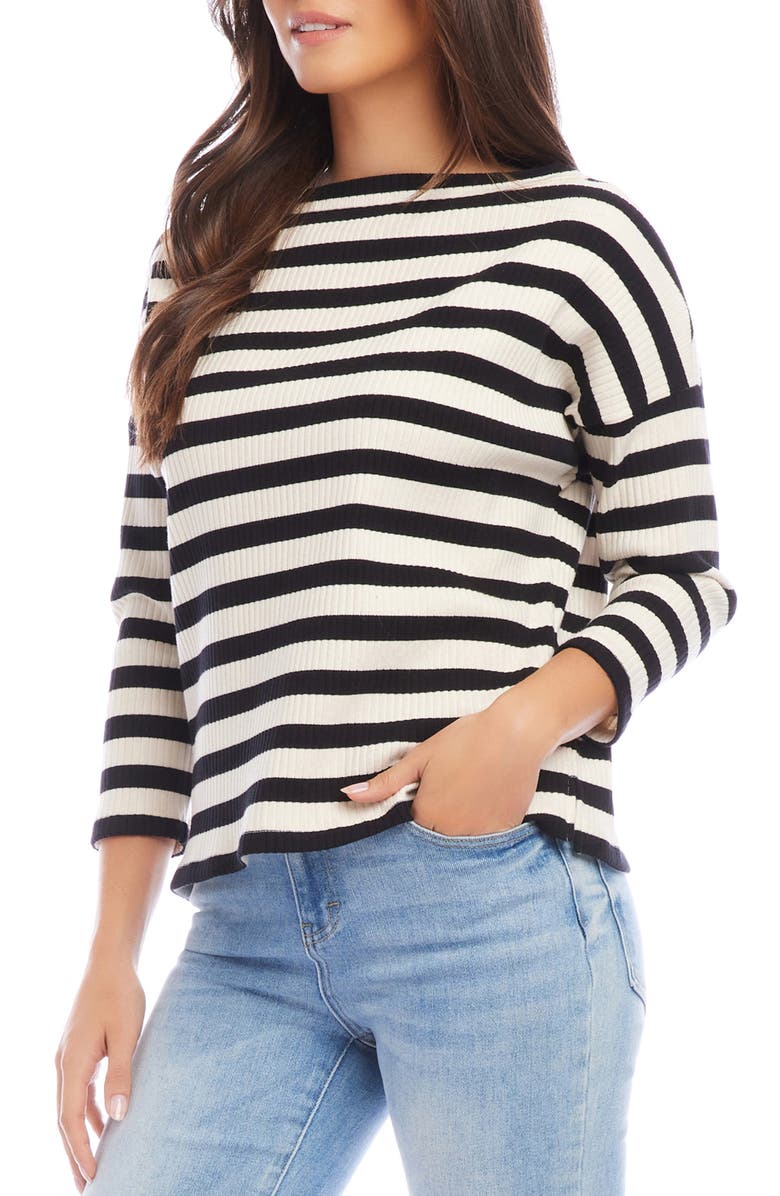 Karen Kane Stripe Rib Stretch Cotton Top, Alternate, color,