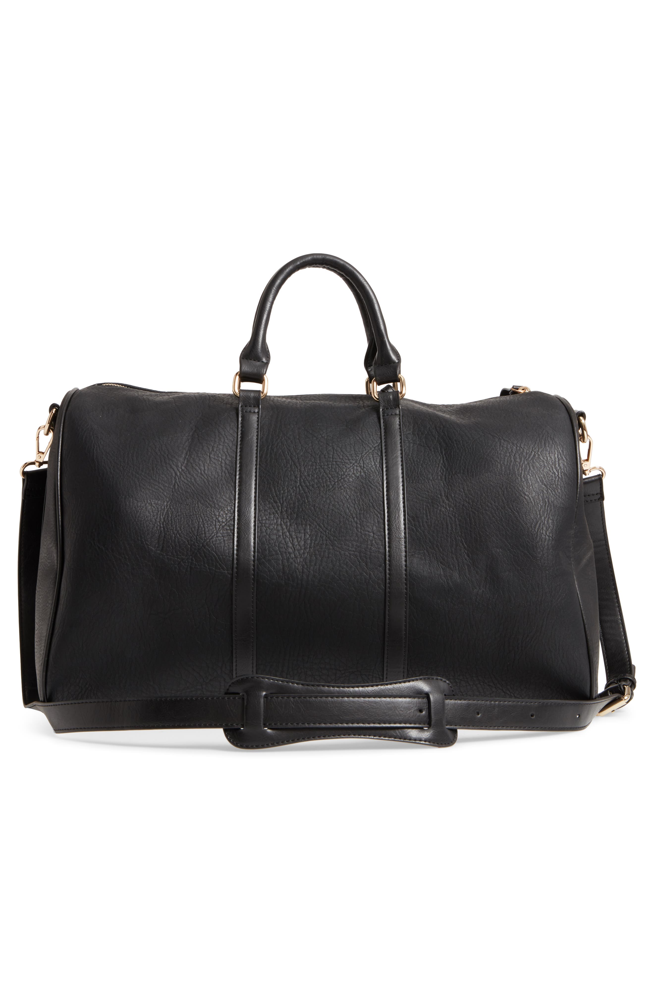 Cassidy Faux Leather Duffle Bag, Alternate, color, NEW BLACK