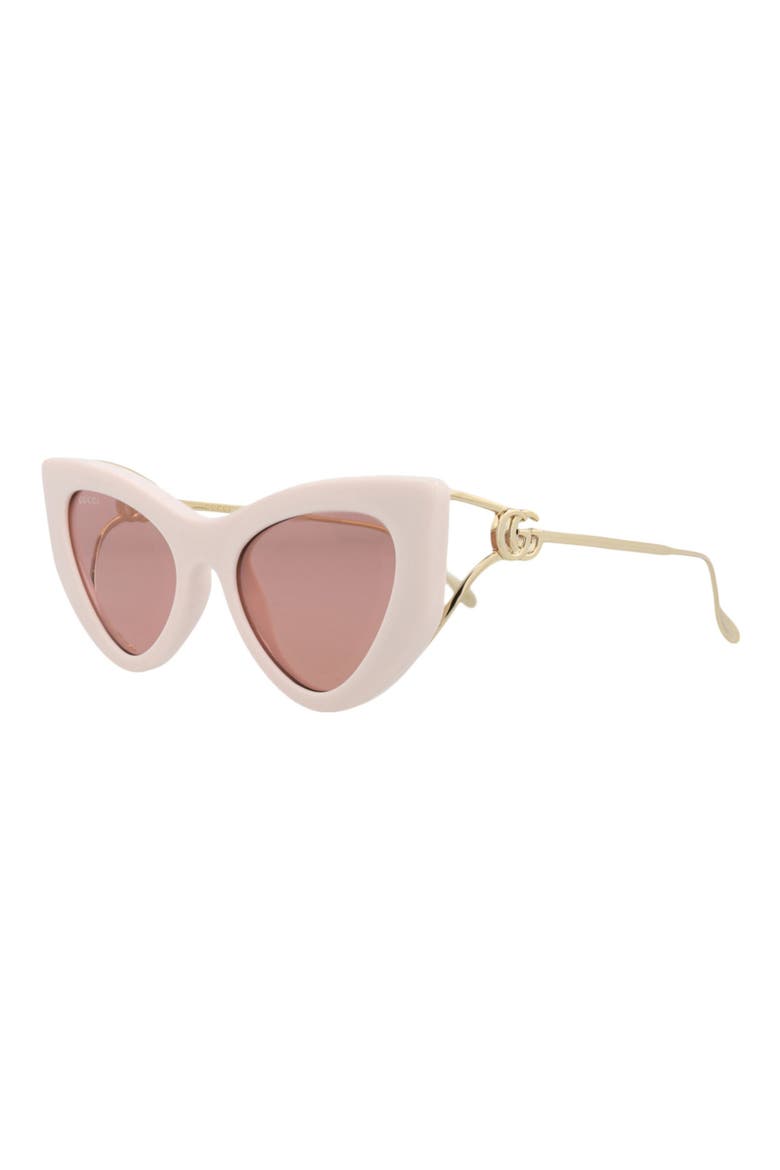 52mm Cat Eye Sunglasses, Alternate, color, IVORY GOLD RED