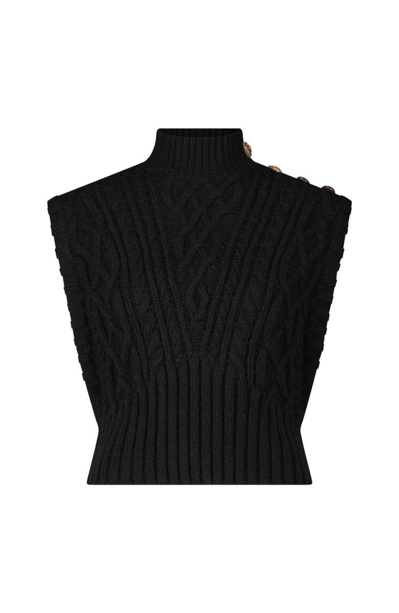 The Noli Shop Raina Cable Knit Button Sweater, Alternate, color, Black
