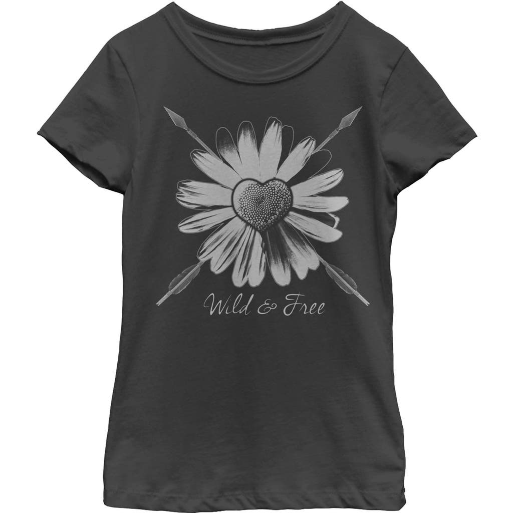Lost Gods Girl's Wild And Free Sunflower Arrow Graphic T-shirt In Black