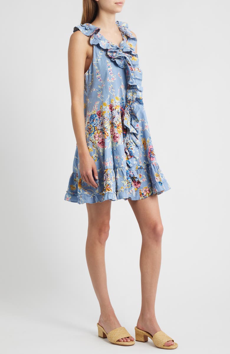 LOVE THE LABEL Bowie Floral Ruffle Detail Cotton Dress, Alternate, color, 