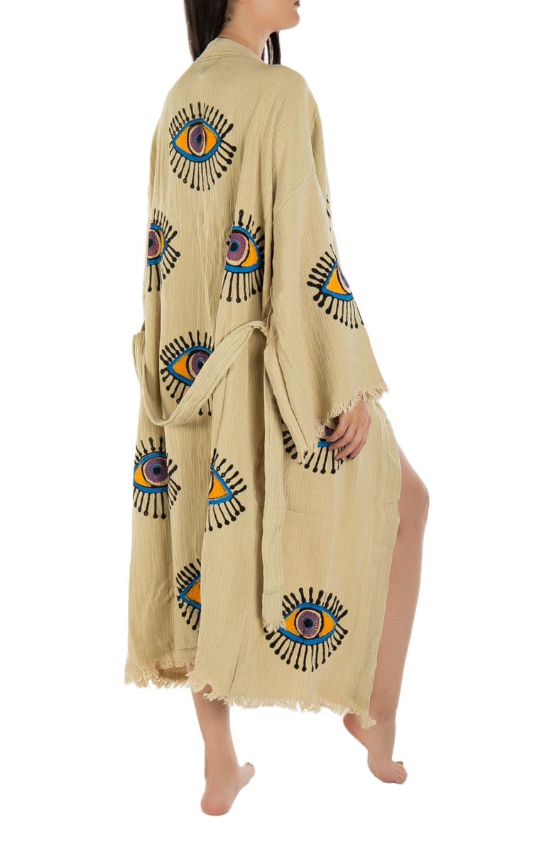 Forever & Always Shoes Aria Evil Eye Handmade Cotton Robe Cover-Up, Alternate, color, Beige