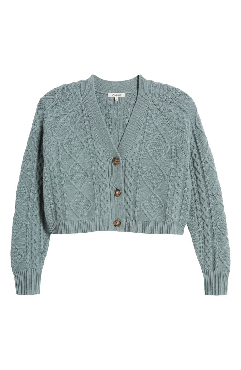 Madewell Cable Knit V-Neck Crop Cardigan, Alternate, color,
