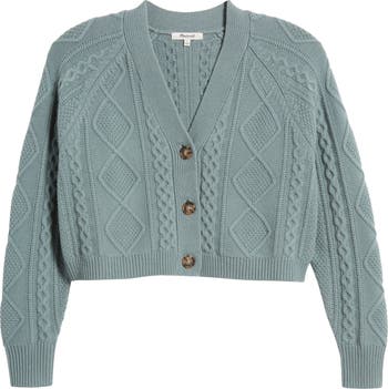 メイドウェル Madewell Cable-ニット Crop Cardigan レディース Sweaters Heather Graphite Cable-Knit Cropped Cardigan | Madewell