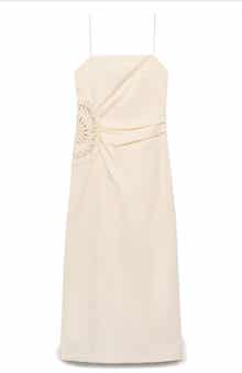 MANGO Floral Crochet Sleeveless Midi Dress