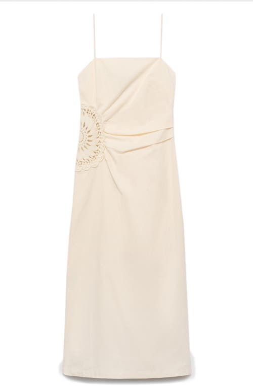 Mango Floral Crochet Sleeveless Midi Dress In Ecru