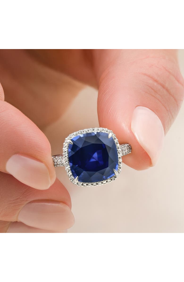 Bliss Diamond 8.50Ct TW Cushion Blue Sapphire & pave Diamond Ring 14k Gold Lab Grown, Alternate, color, 14K White Gold