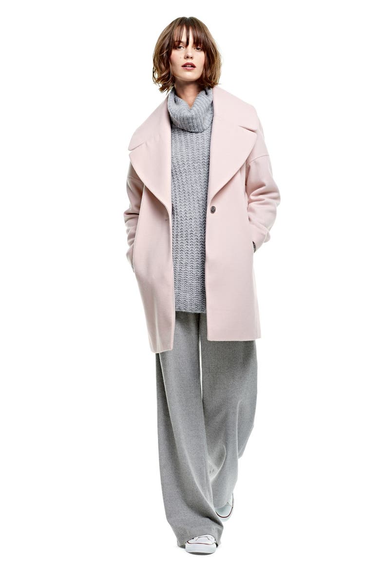 Oversize Collar Boyfriend Coat, Alternate, color, PINK